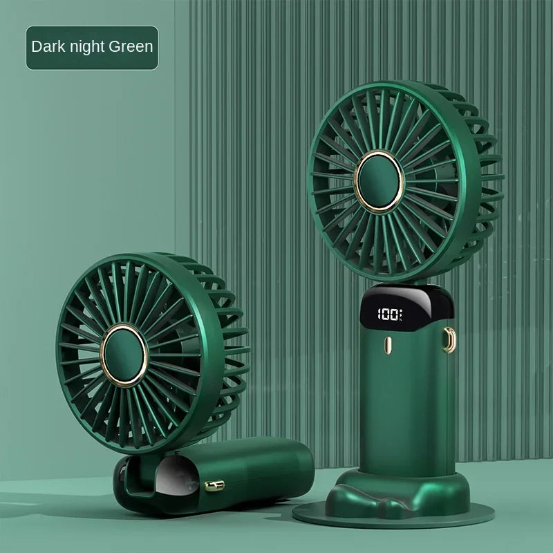 Portable Mini Air Cooler Fan – Rechargeable with Battery Display & Phone Holder