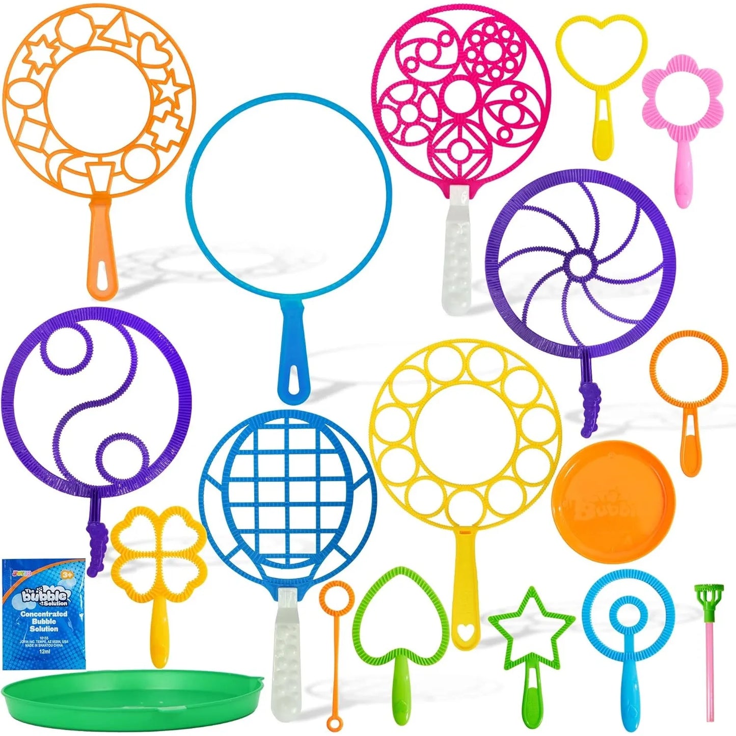 Sloosh 8-Piece Giant Bubble Wand Set – Large Bubble Toys with Tray for Kids