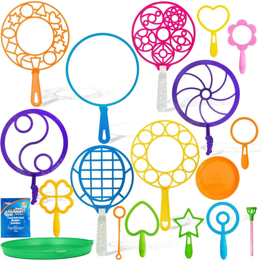 Sloosh 8-Piece Giant Bubble Wand Set – Large Bubble Toys with Tray for Kids