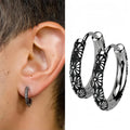 Gothic Floral Surgical Steel Hoop Earrings – Unisex Stainless Steel Jewellery
