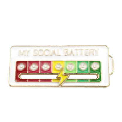 Mood Expression Enamel Pin – Social Battery Badge Brooch for Men & Women
