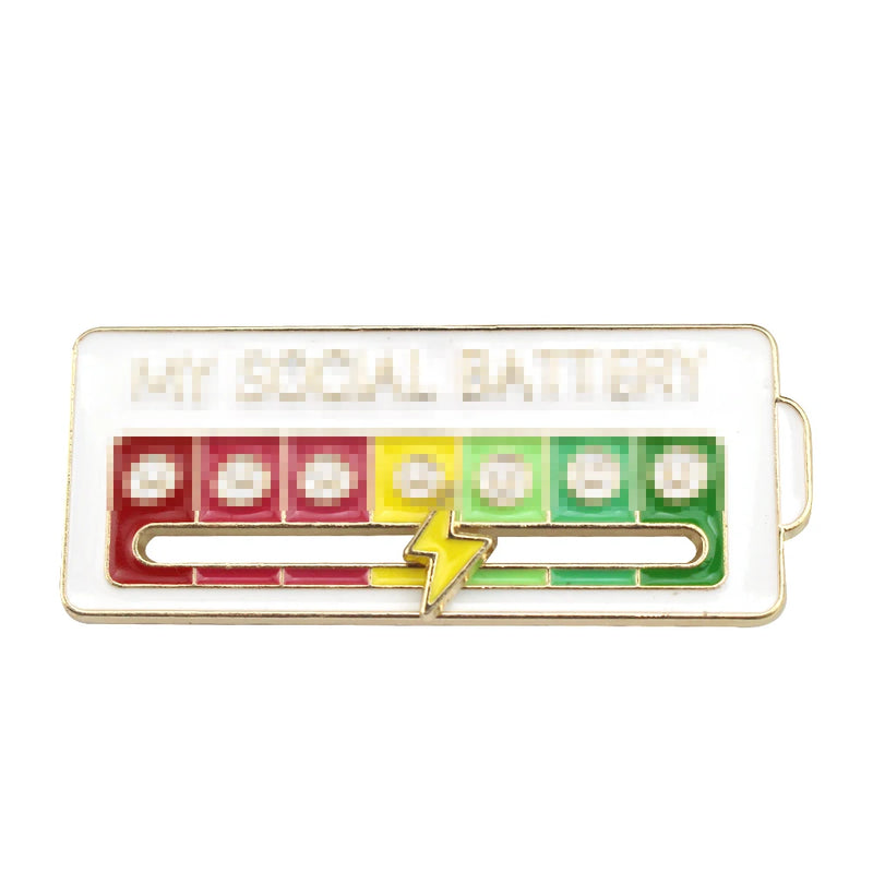Mood Expression Enamel Pin – Social Battery Badge Brooch for Men & Women