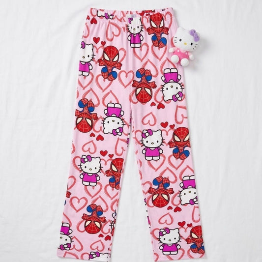 Hello Kitty Sanrio Flannel Sleep Pants for Women – Warm Loose Casual Lounge Pajama Pants