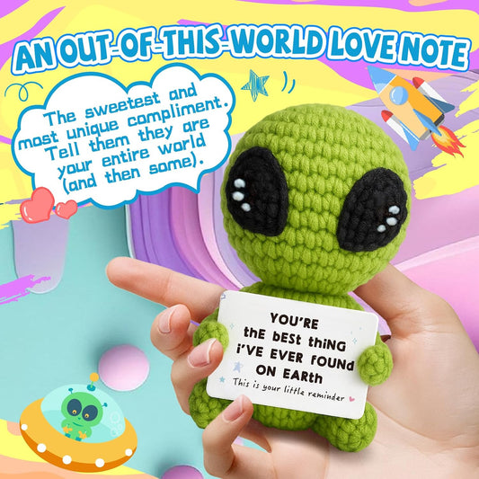 Crochet Alien Plush Toy – Cute Handmade Love Gift for Him, Her, Boyfriend or Girlfriend