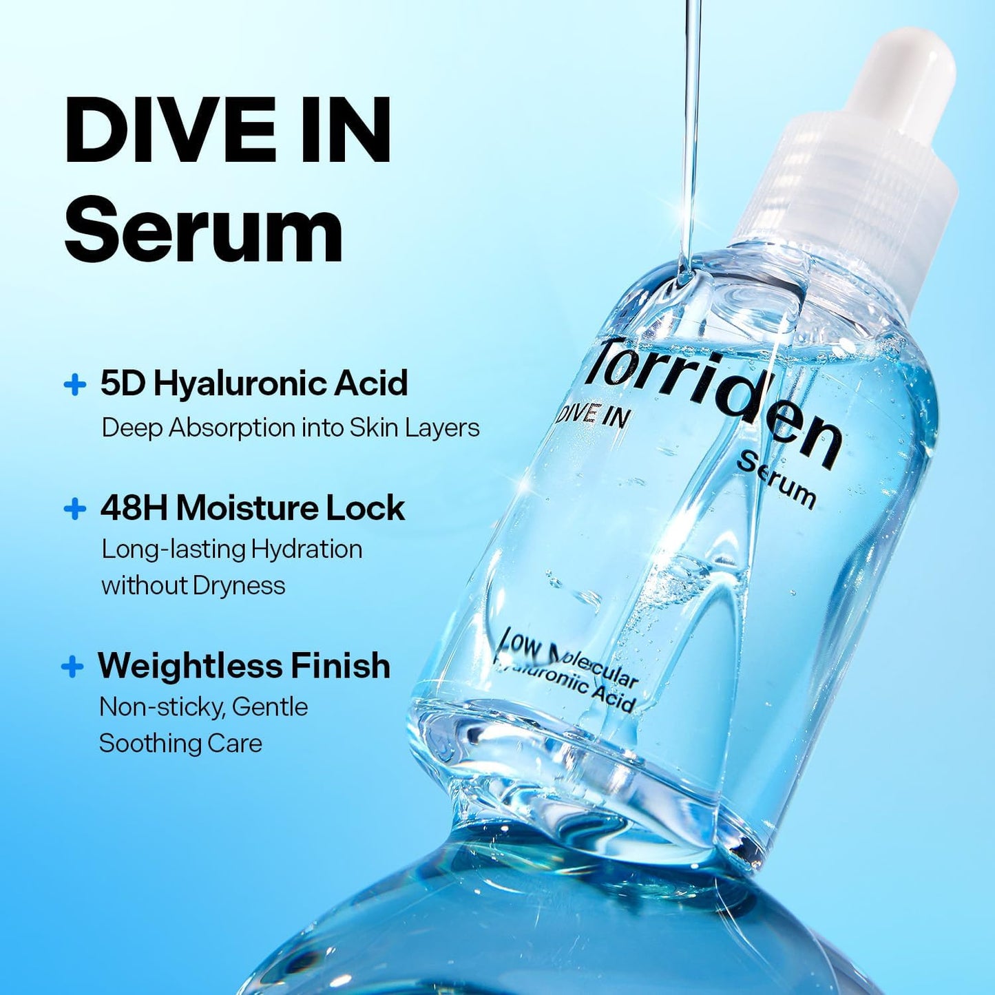 Torriden DIVE-IN Hyaluronic Acid Serum 50ml – Low Molecular Hyaluronic Acid Facial Serum