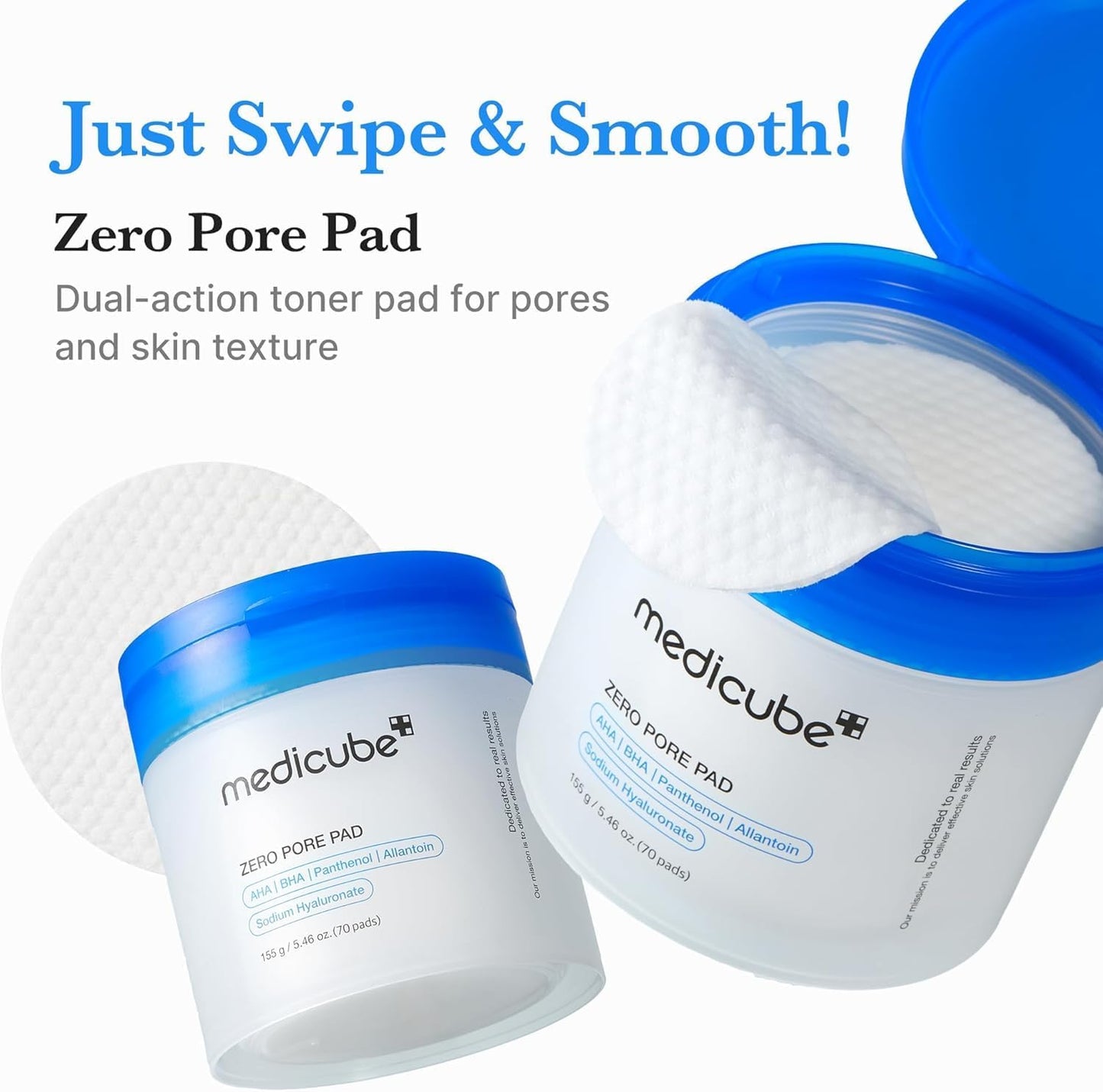 MEDICUBE Zero Pore Pad 2.0 – Exfoliating Facial Toner Pads 70 Pads 155g