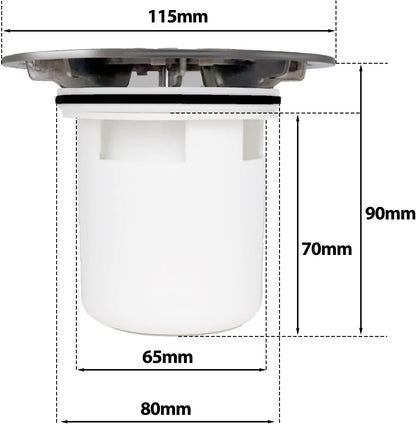 Shower Drain Cover Replacement – 90mm/115mm Chrome High Flow Waste Cover