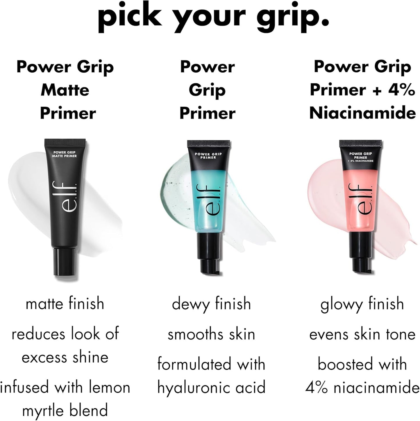 e.l.f. Power Grip Primer – Pink & Green Hydrating Gel Face Primer Smoother Makeup
