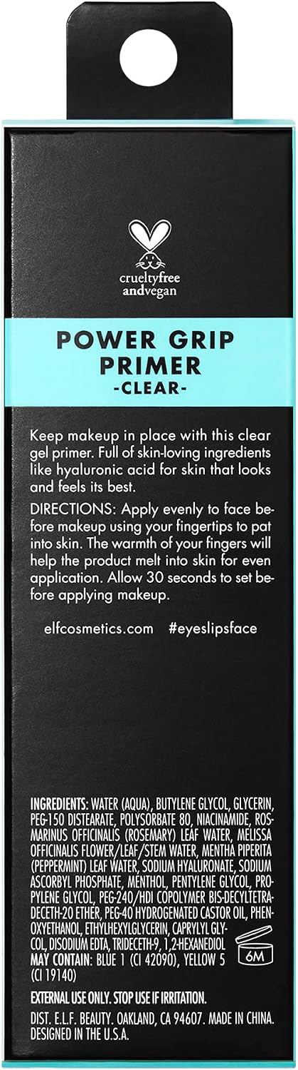 e.l.f. Power Grip Primer – Pink & Green Hydrating Gel Face Primer Smoother Makeup